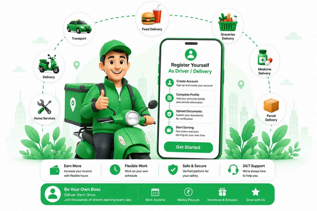 Register Your Self As Driver / Delivery